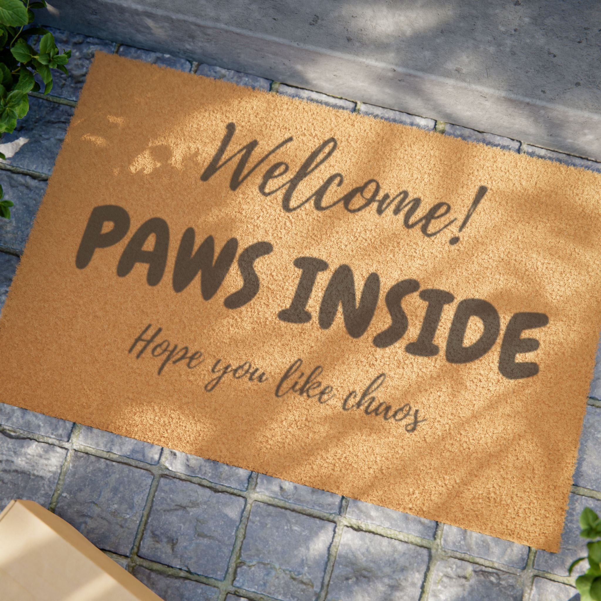 Welcome! PAWS INSIDE Doormat — Funny Pet-Friendly Welcome Mat