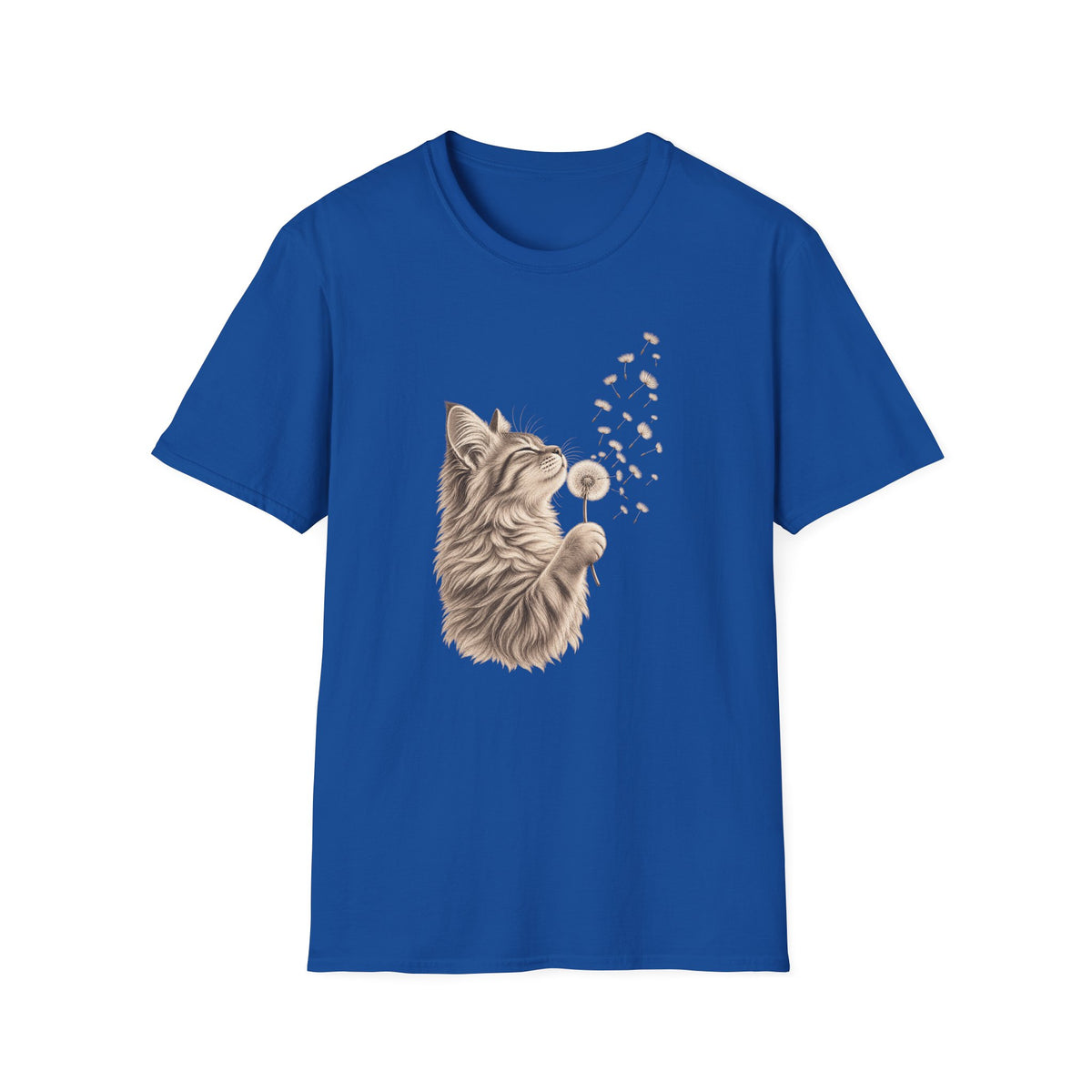 Cat Dandelion T-Shirt — Cute Cat Blowing Dandelion Graphic Tee