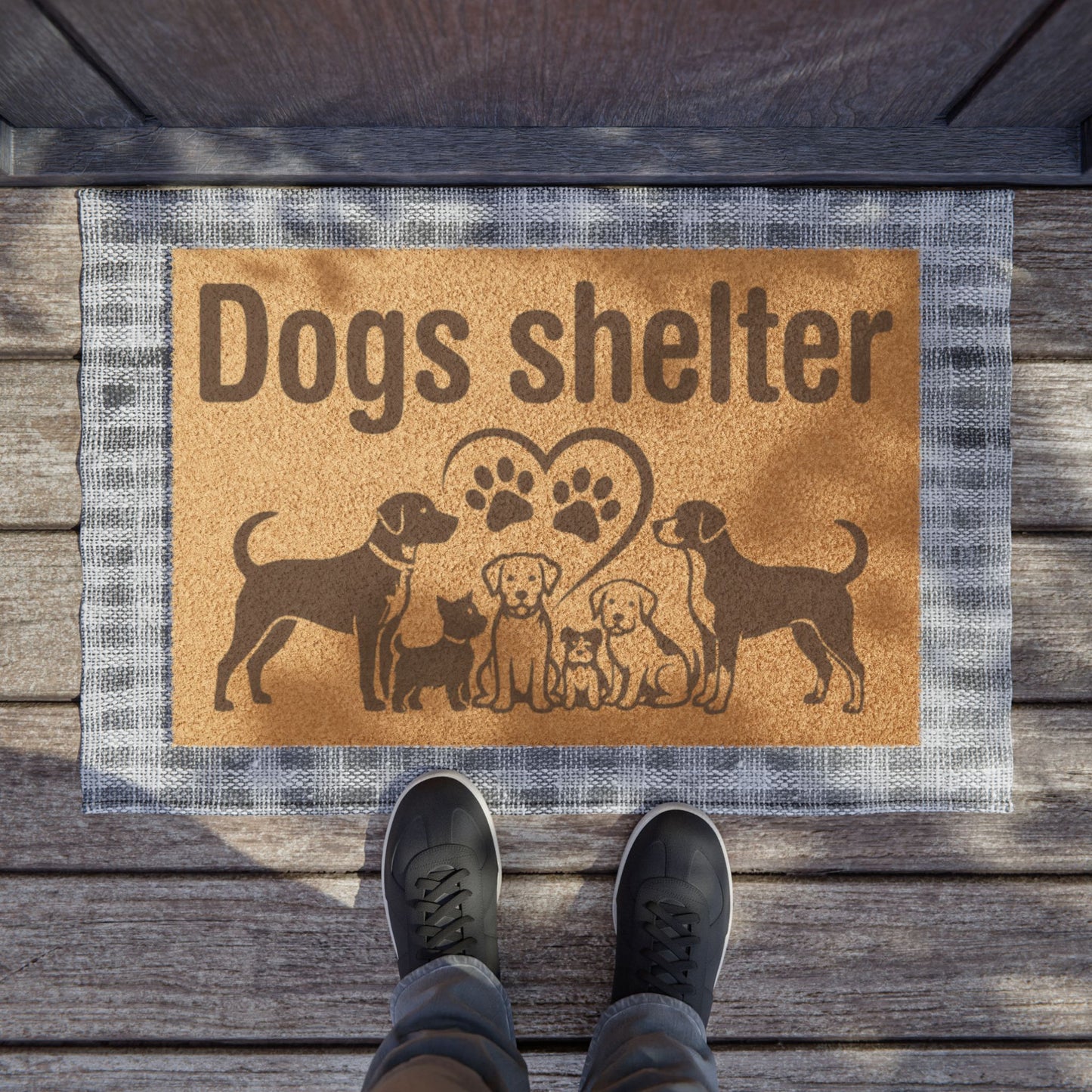 Doormat - 'Dogs Shelter' Paw Print Welcome Mat for Animal Rescue & Pet Lovers