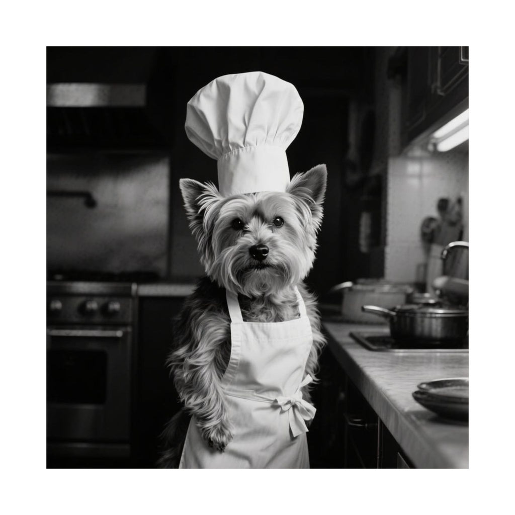 Chef Dog Poster — Matte Vertical Kitchen Wall Art (Yorkshire Terrier in Chef Hat)