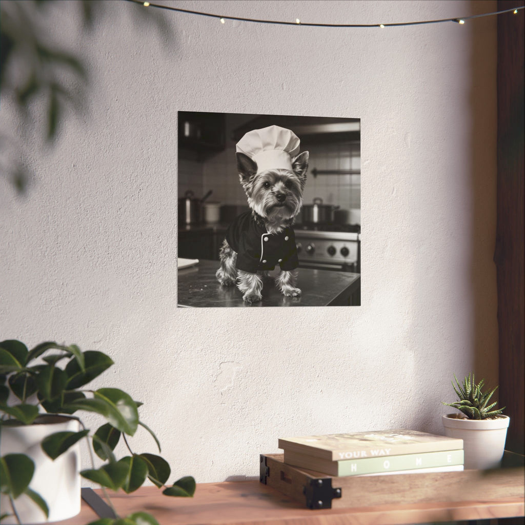 Chef Dog Poster — Matte Vertical Kitchen Wall Art (Yorkshire Terrier in Chef Hat)