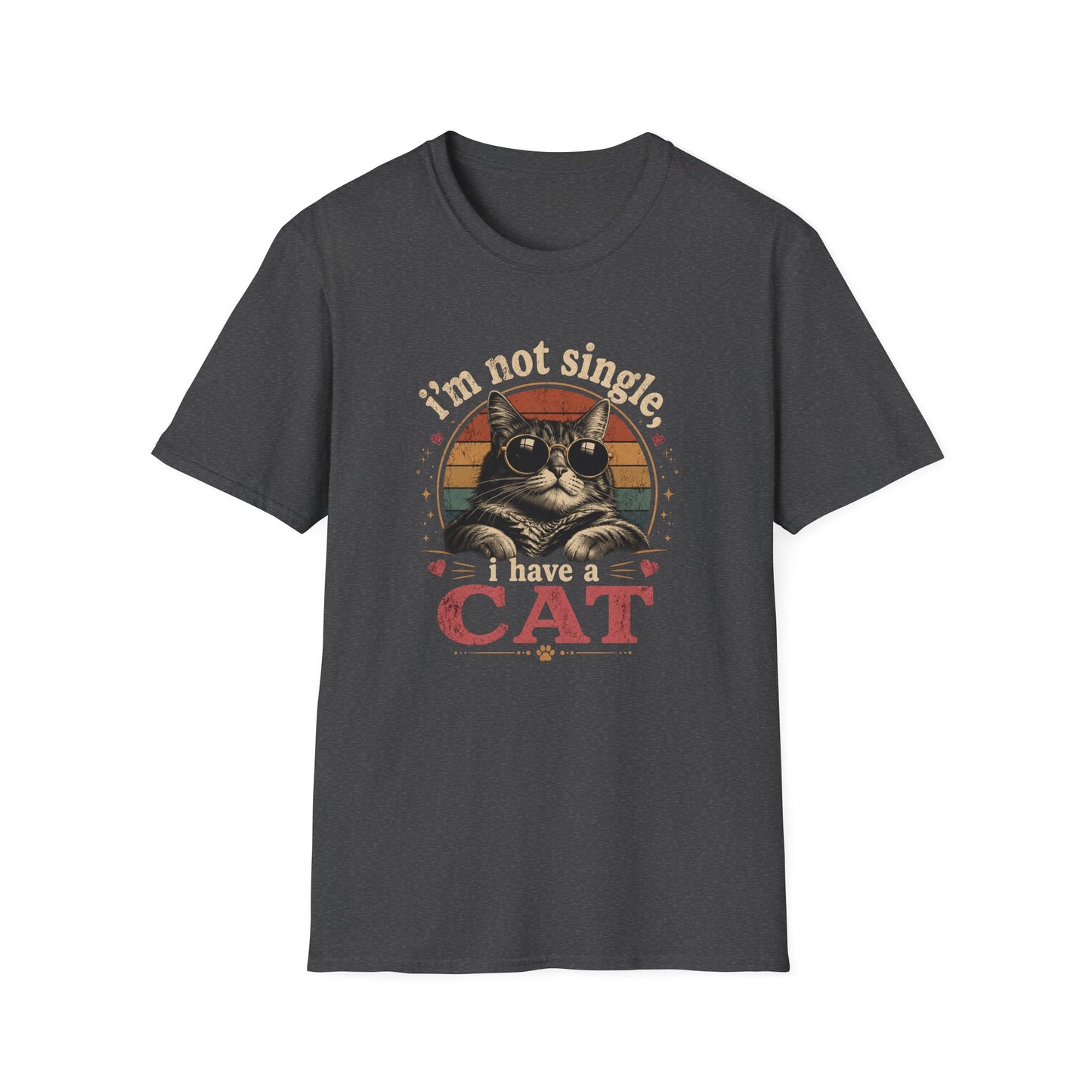 I'm Not Single, I Have a Cat T-Shirt — Retro Cat Sunglasses Graphic Tee