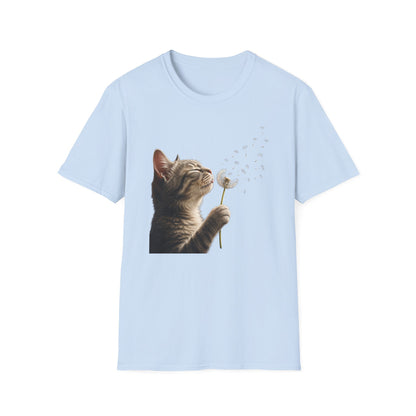 Cat Dandelion T-Shirt — Cute Kitten Blowing Dandelion Graphic Tee