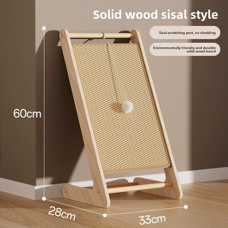 Vertical Solid Wood Cat Scratching Board with Sisal Pad