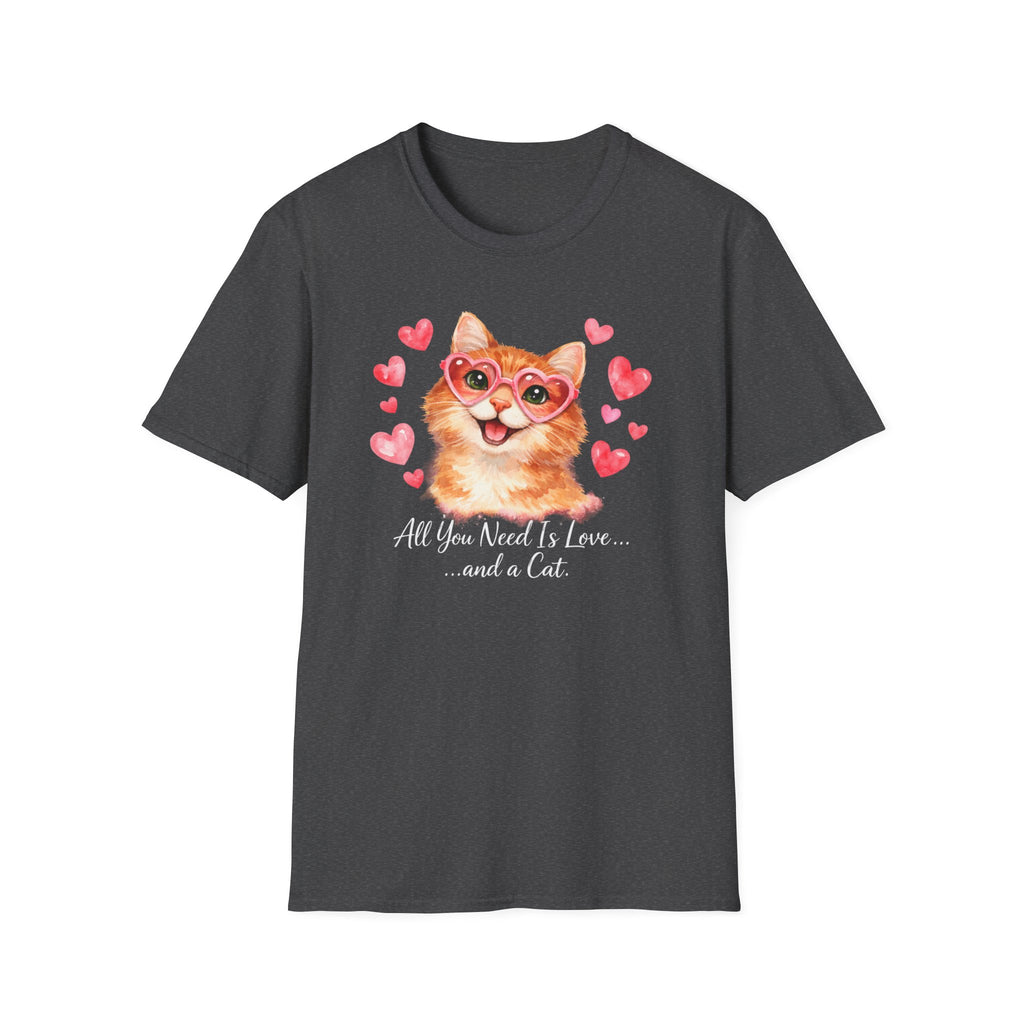 All You Need Is Love... and a Cat T-Shirt — Cute Heart Sunglasses Kitty Tee