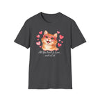All You Need Is Love... and a Cat T-Shirt — Cute Heart Sunglasses Kitty Tee