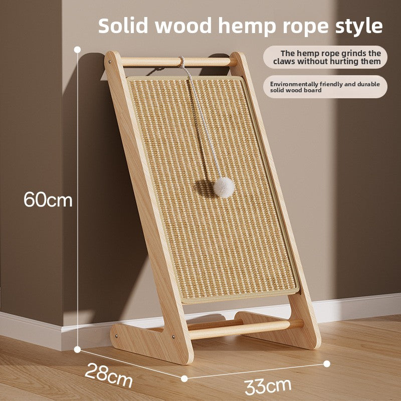 Vertical Solid Wood Cat Scratching Board with Sisal Pad