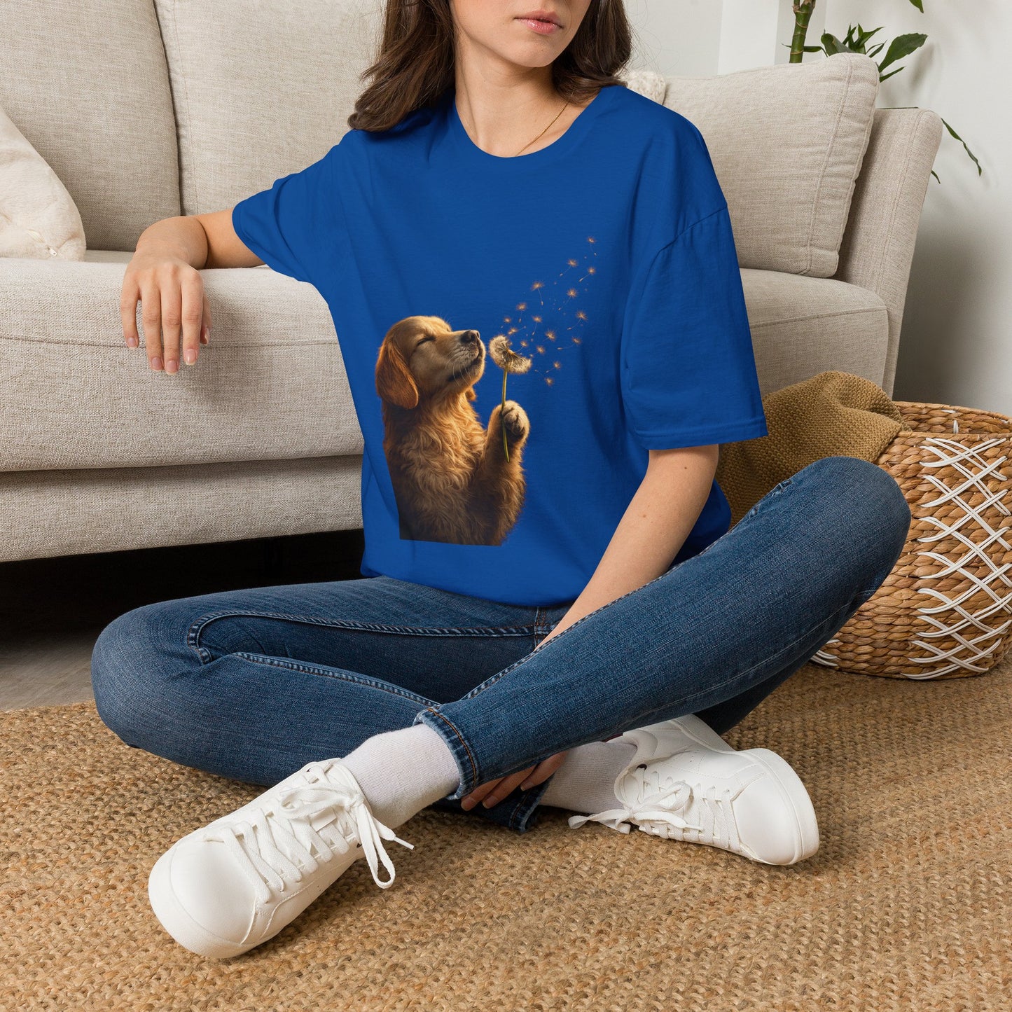 Puppy & Dandelion T-Shirt — Cute Dog Blowing Dandelion Graphic Tee