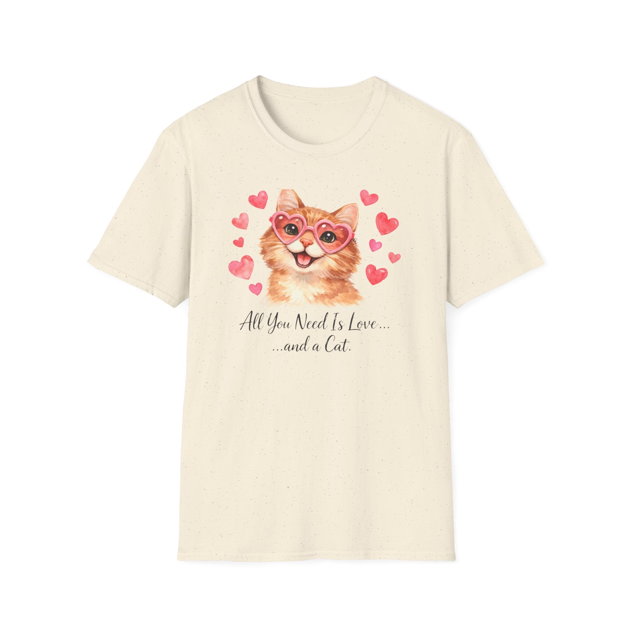 All You Need Is Love... and a Cat T-Shirt — Cute Heart Sunglasses Kitty Tee