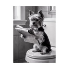 Funny Yorkie Reading Newspaper Poster — Matte Vertical Dog Wall Art