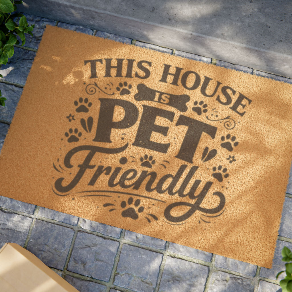 Pet-Friendly Doormat — "This House is Pet Friendly" Coir Welcome Mat