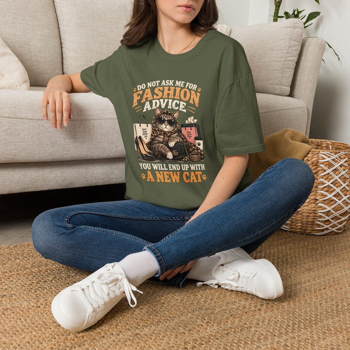 Cat Fashion Tee - "Do Not Ask Me For Fashion Advice" Graphic T-Shirt