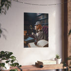 Detective Beagle Matte Poster — Vintage Library Dog Wall Art