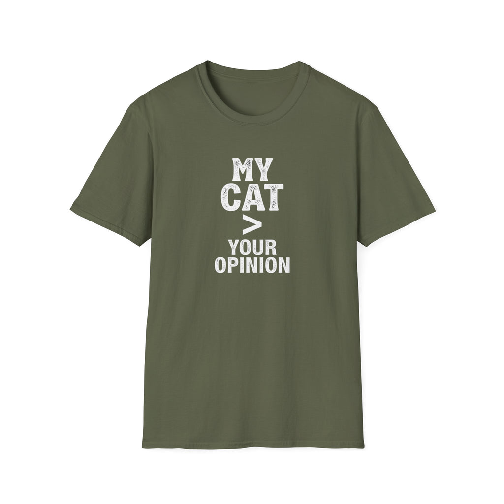 Cat Lover T‑Shirt — "My Cat > Your Opinion" Funny Pet Apparel