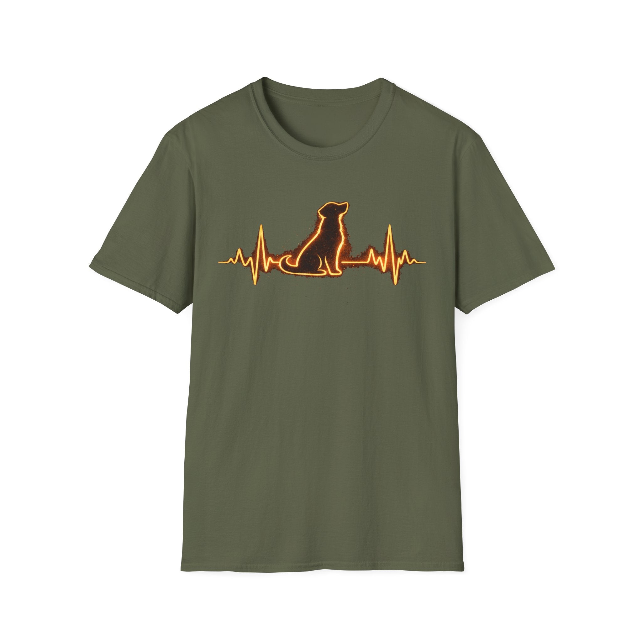 Dog Heartbeat T-Shirt — Neon Dog ECG Graphic Tee