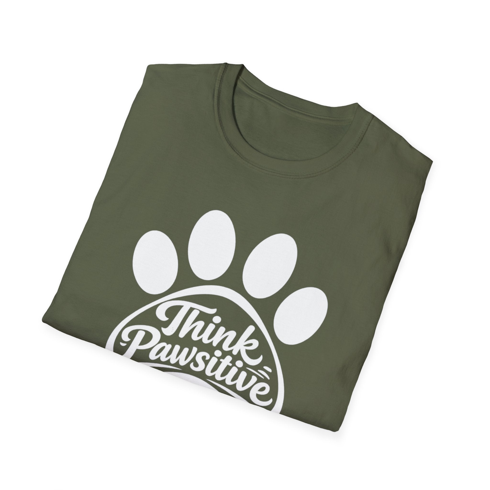 Think Pawsitive Paw Print T-Shirt — Positive Pet Lover Tee