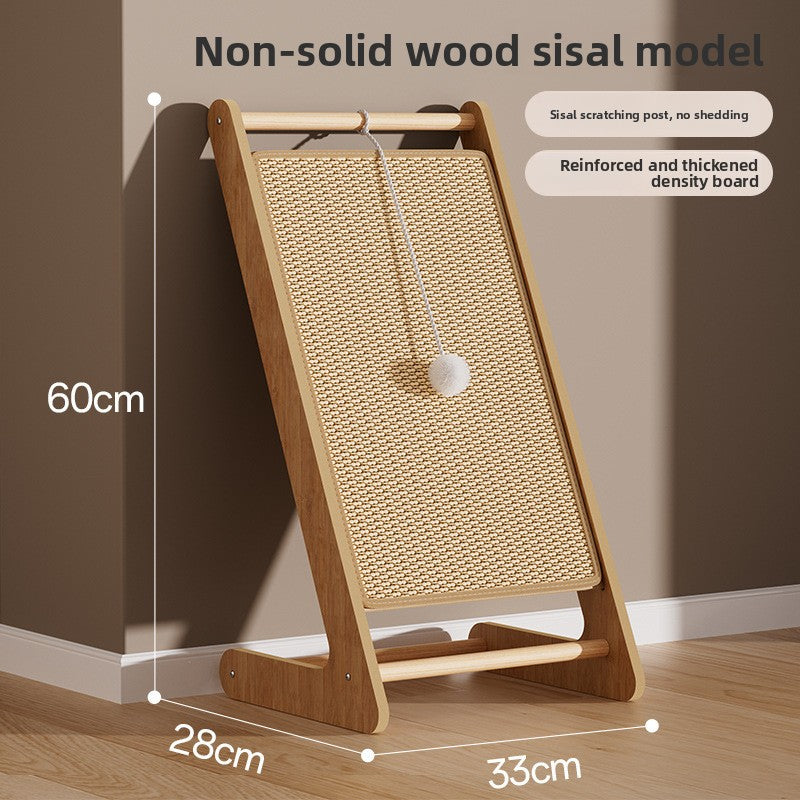 Vertical Solid Wood Cat Scratching Board with Sisal Pad