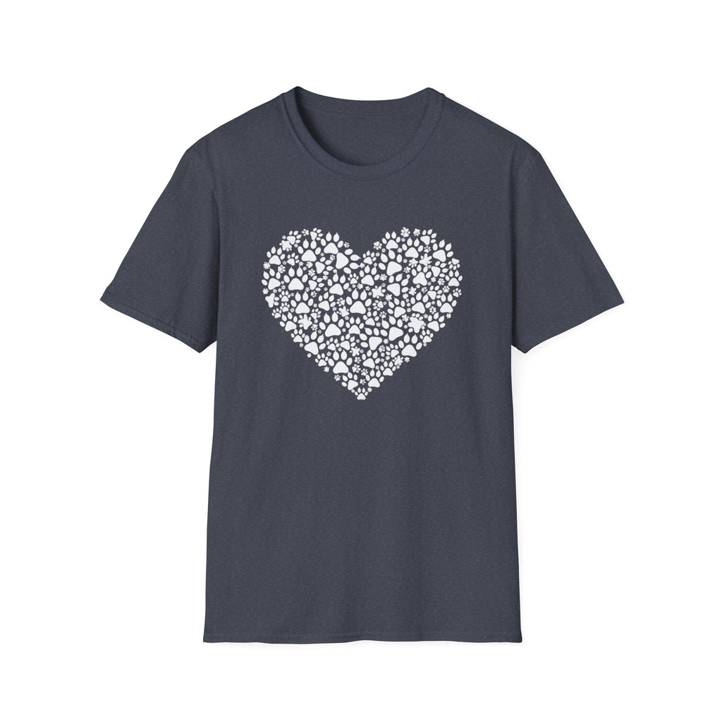 Paw Heart T-Shirt — White Doodle Paw Heart Graphic Tee