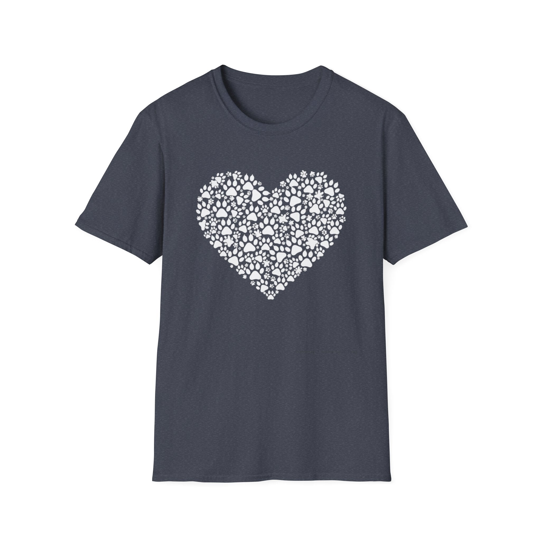 Paw Heart T-Shirt — White Doodle Paw Heart Graphic Tee