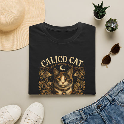 Calico Cat Society T-Shirt — Vintage Moon & Floral Cat Graphic