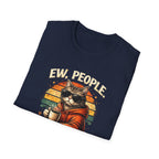 Cat Coffee Vintage T-Shirt — "Ew, People" Retro Cat with Mug Graphic