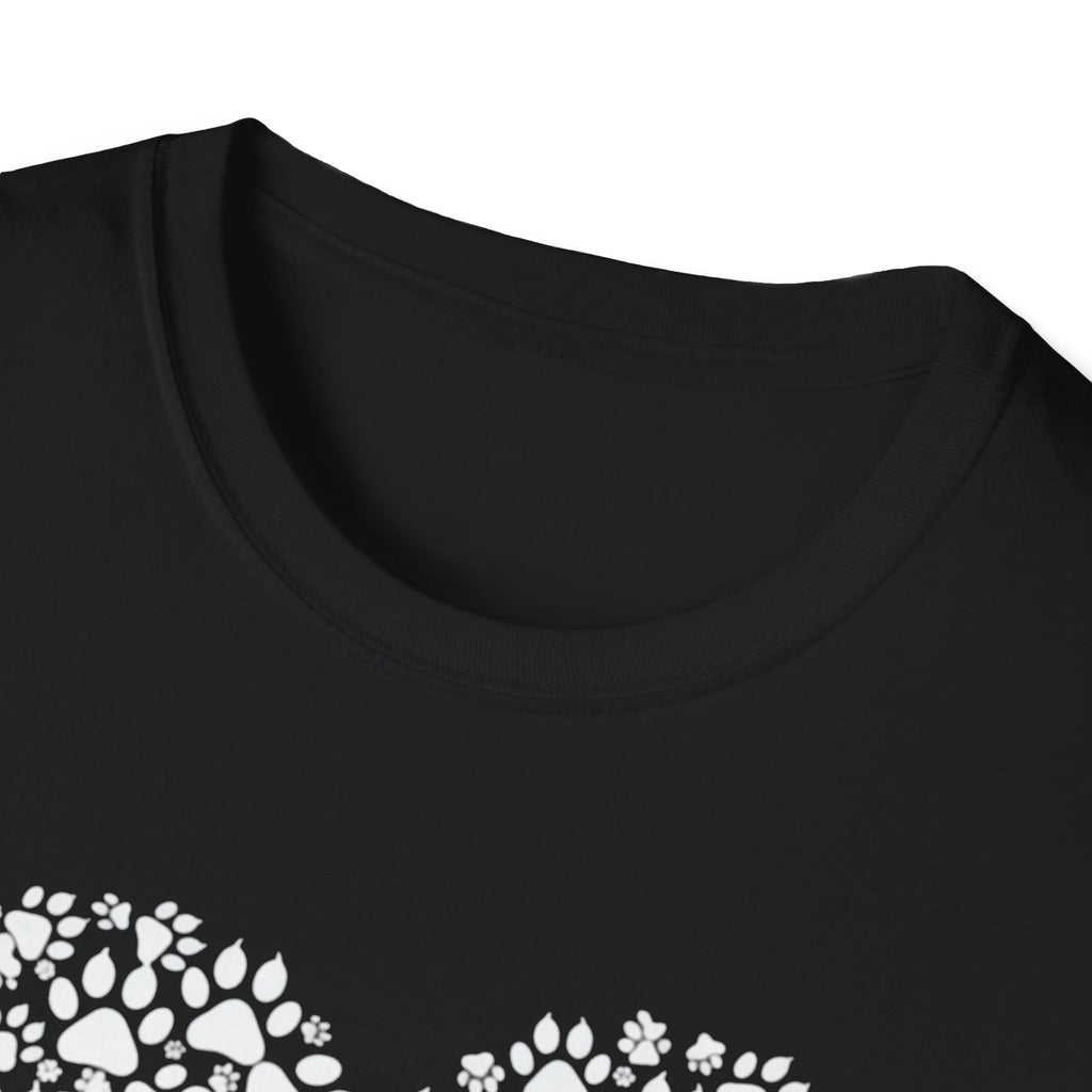 Paw Heart T-Shirt — White Doodle Paw Heart Graphic Tee