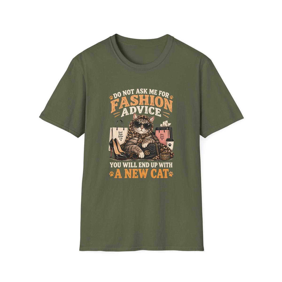 Cat Fashion Tee - "Do Not Ask Me For Fashion Advice" Graphic T-Shirt