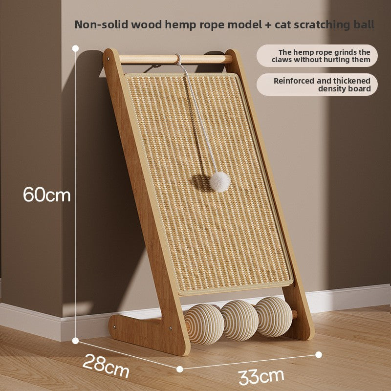Vertical Solid Wood Cat Scratching Board with Sisal Pad