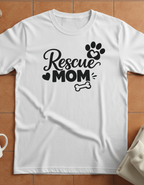 Rescue Mom T-Shirt — Cute Paw Print Dog Rescue Tee for Pet Moms