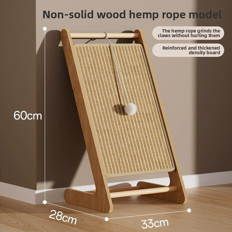 Vertical Solid Wood Cat Scratching Board with Sisal Pad
