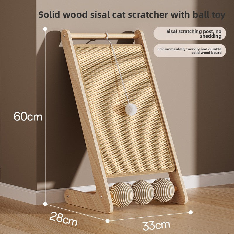 Vertical Solid Wood Cat Scratching Board with Sisal Pad