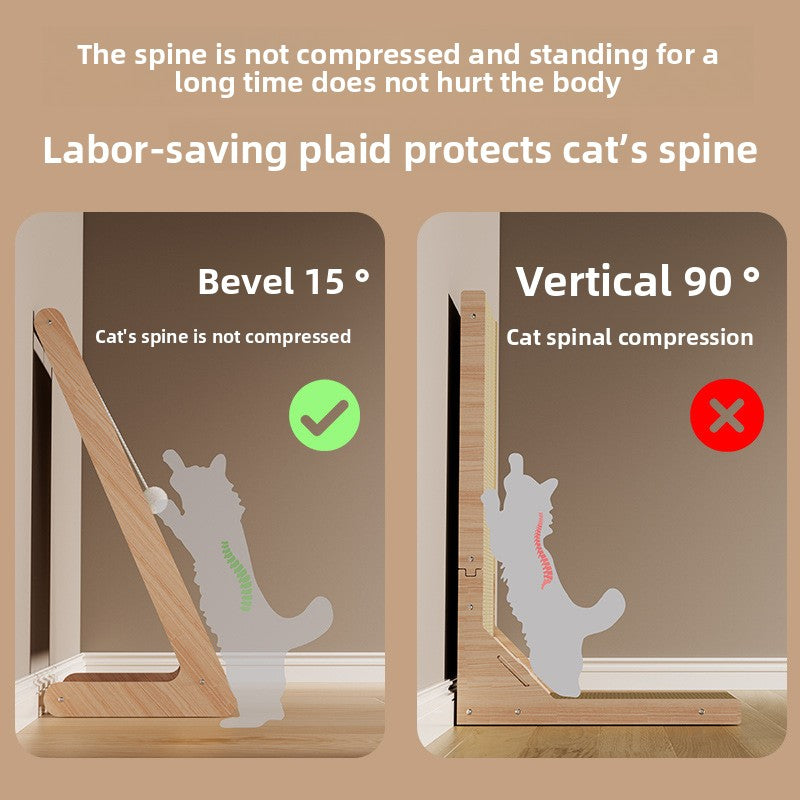 Vertical Solid Wood Cat Scratching Board with Sisal Pad