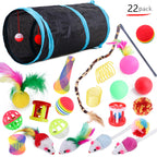 21-Piece Cat Toy Set with Tunnel and Plush Mice